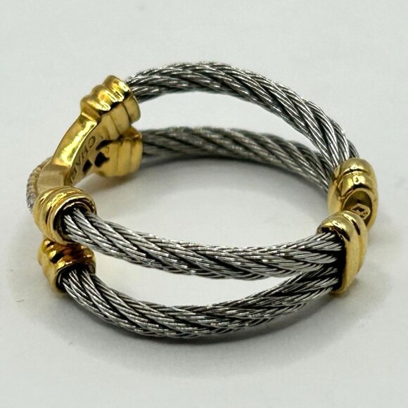 Charriol Ring – Stainless Steel, 18K Yellow Gold and Natural Diamonds - Size 6 - Picture 4 of 7